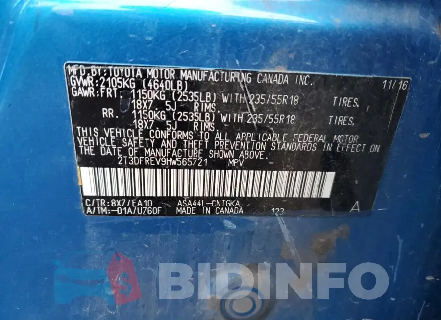 2T3DFREV9HW565721 Photo# 12