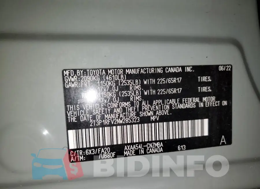 2T3P1RFV2NW285323 Photo# 13