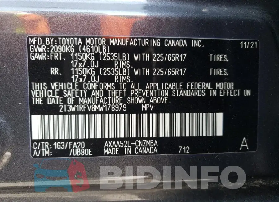 2T3W1RFV8MW178979 Photo# 12