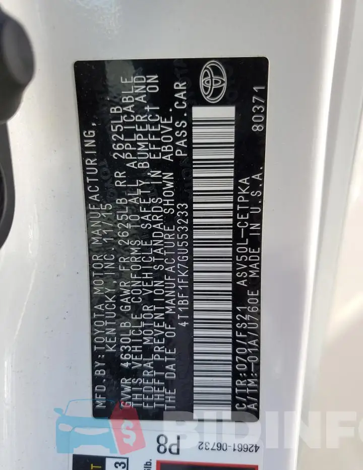 4T1BF1FK7GU553233 Photo# 12