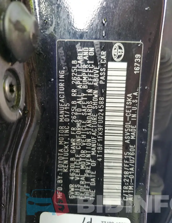 4T1BF1FK9FU024588 Photo# 12