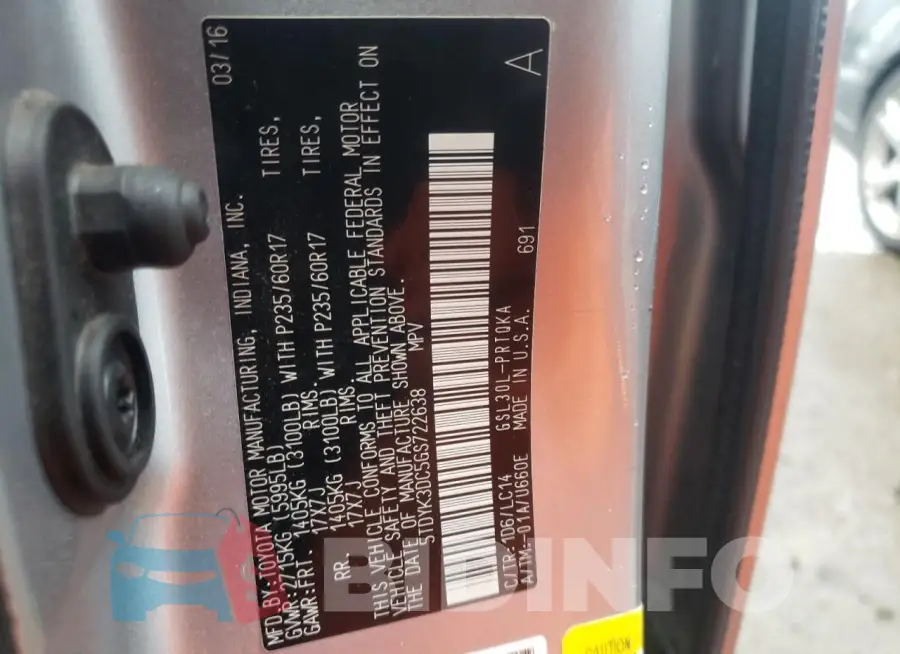5TDYK3DC5GS722638 Photo# 13