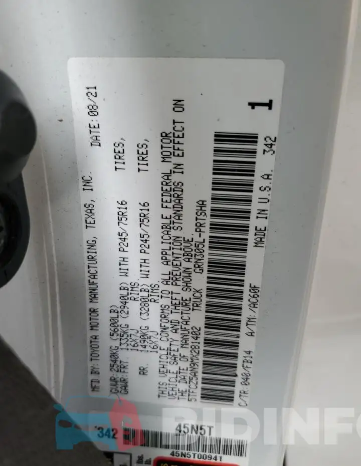 5TFCZ5AN9MX281402 Photo# 12