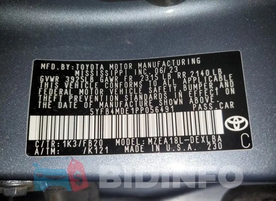 5YFB4MDE1PP056491 Photo# 12