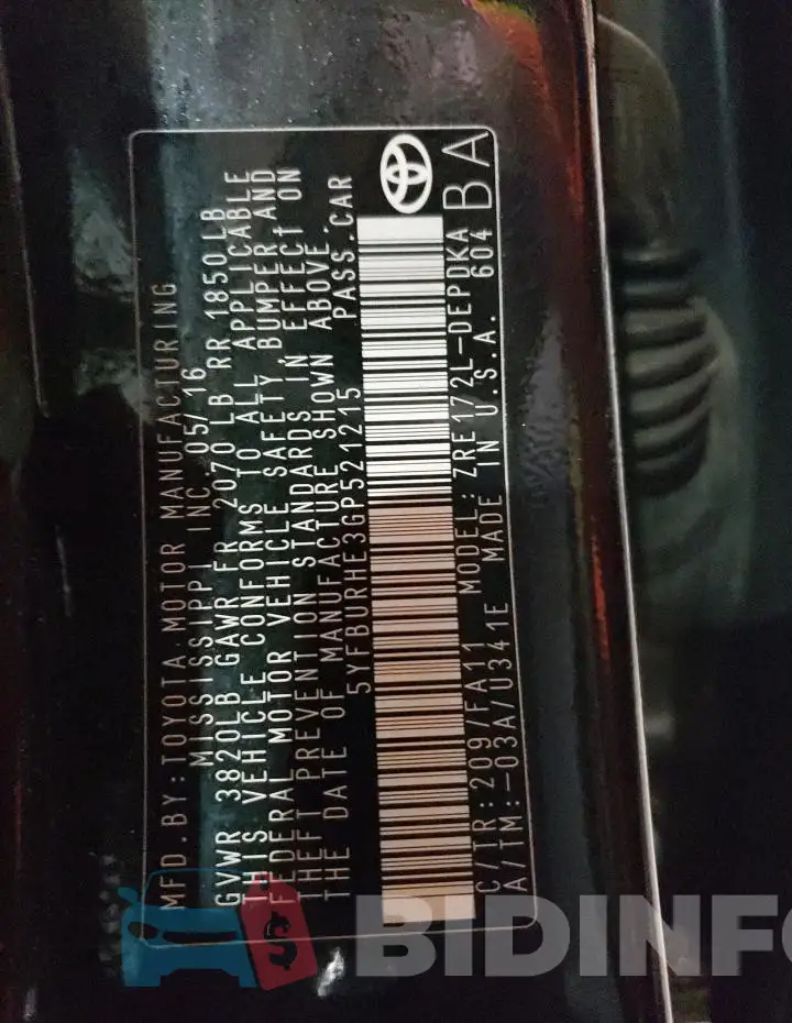5YFBURHE3GP521215 Photo# 13