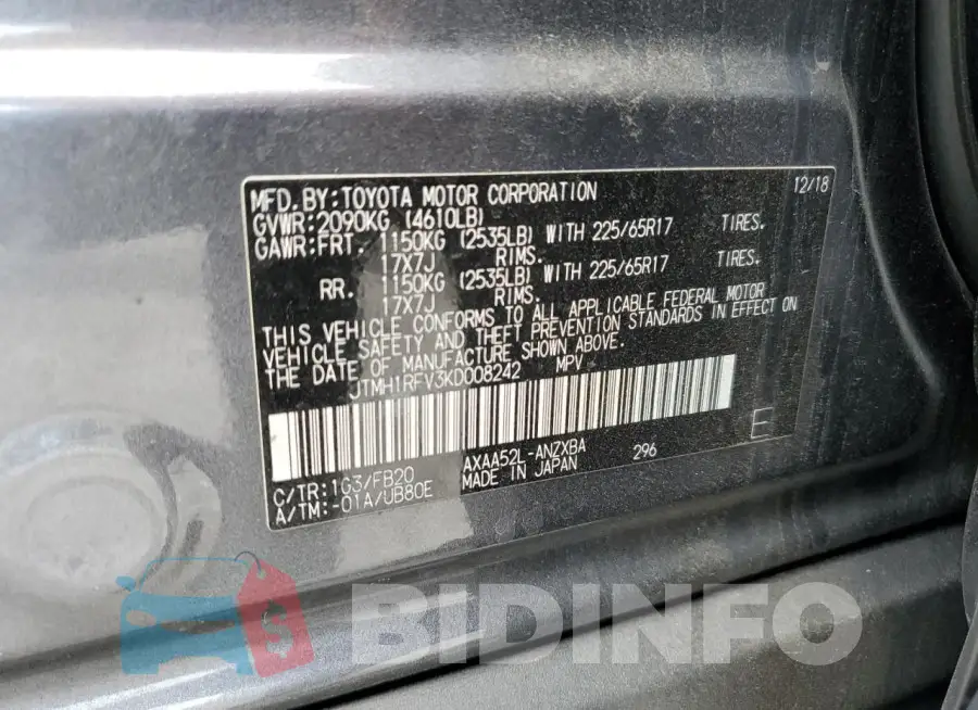 JTMH1RFV3KD008242 Photo# 13
