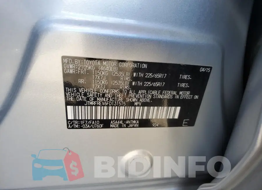 JTMRFREV6FD131515 Photo# 13