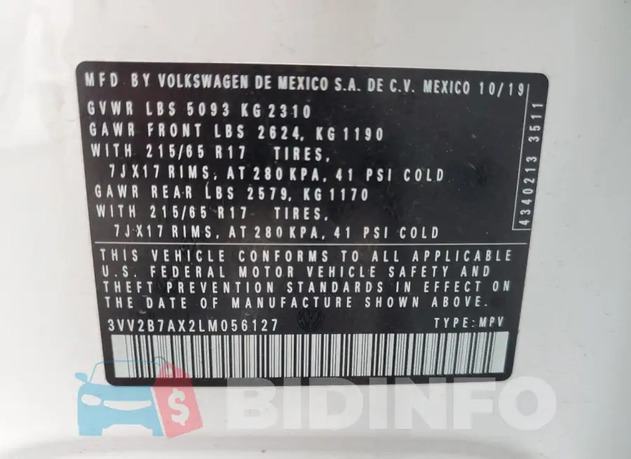 3VV2B7AX2LM056127 Photo# 13