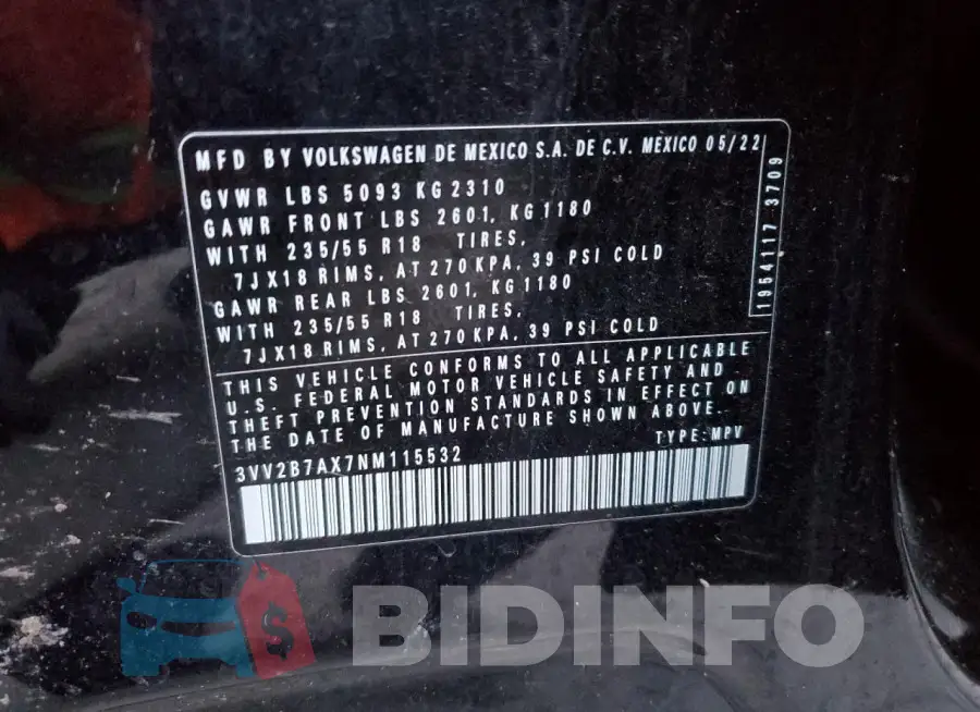 3VV2B7AX7NM115532 Photo# 12