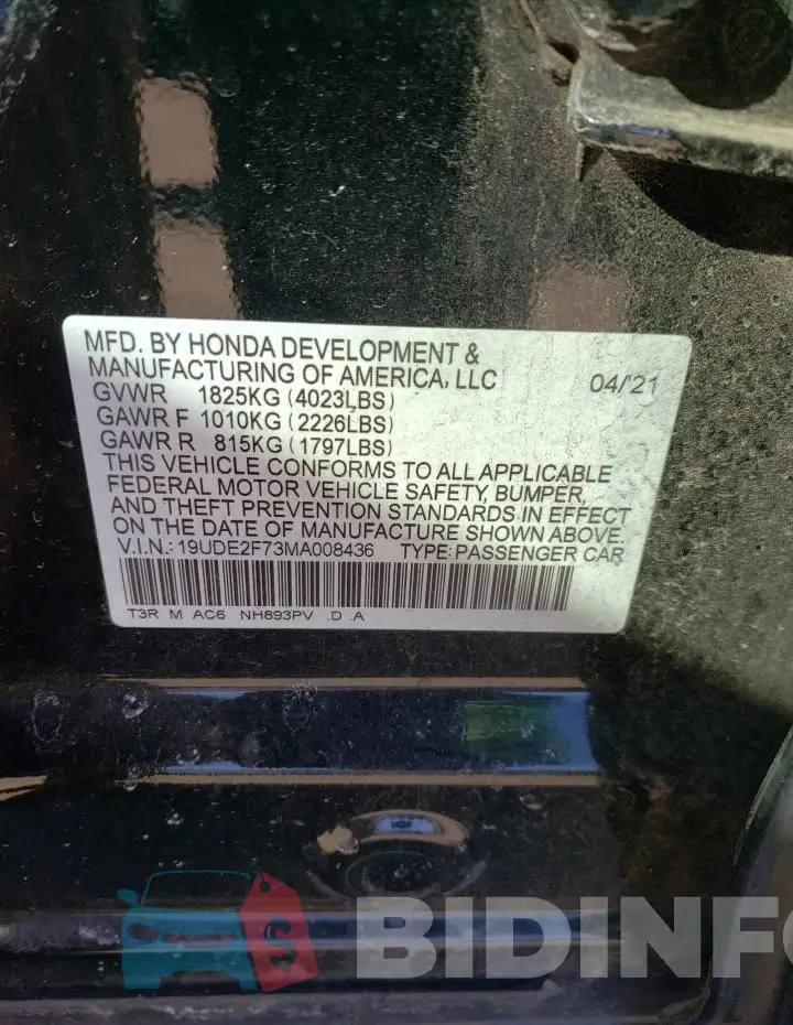 19UDE2F73MA008436 Photo# 12