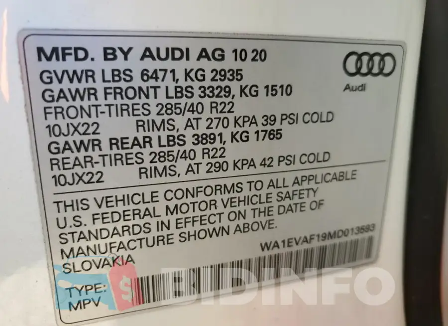 WA1EVAF19MD013593 Photo# 12