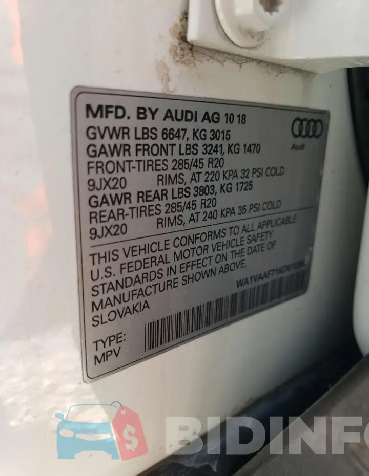 WA1VAAF71KD012354 Photo# 12