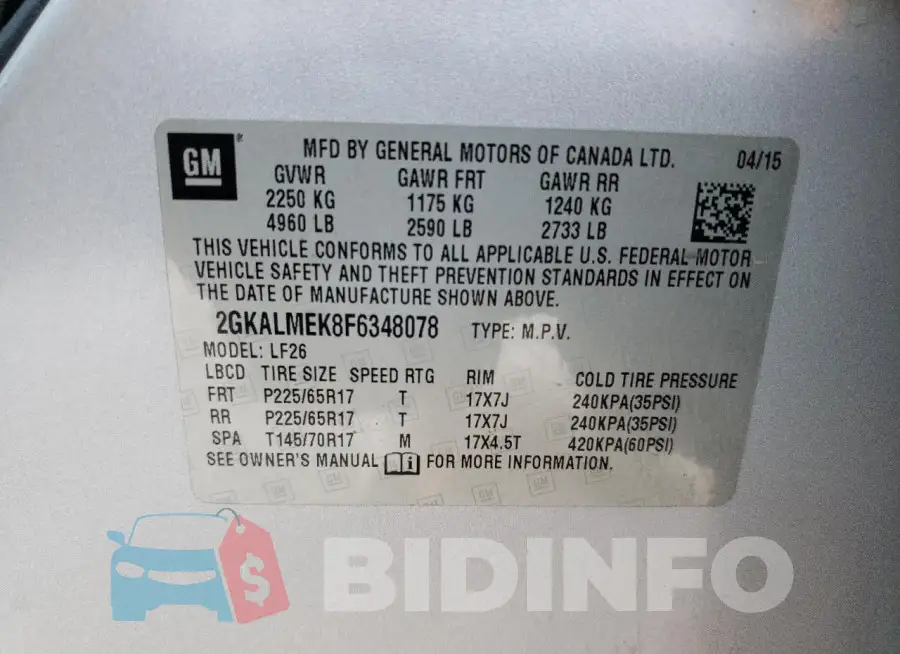 2GKALMEK8F6348078 Photo# 13