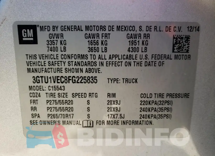 3GTU1VEC8FG225835 Photo# 12