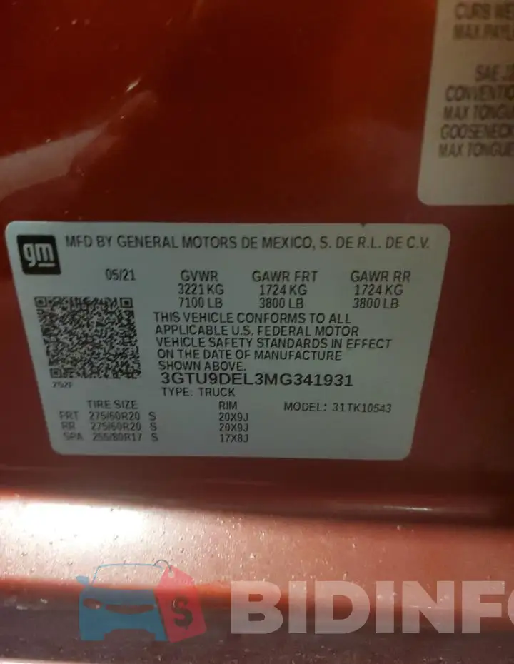3GTU9DEL3MG341931 Photo# 12