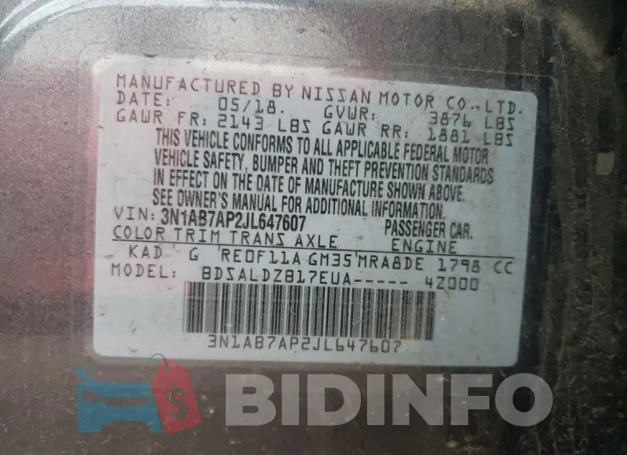 3N1AB7AP2JL647607 Photo# 12