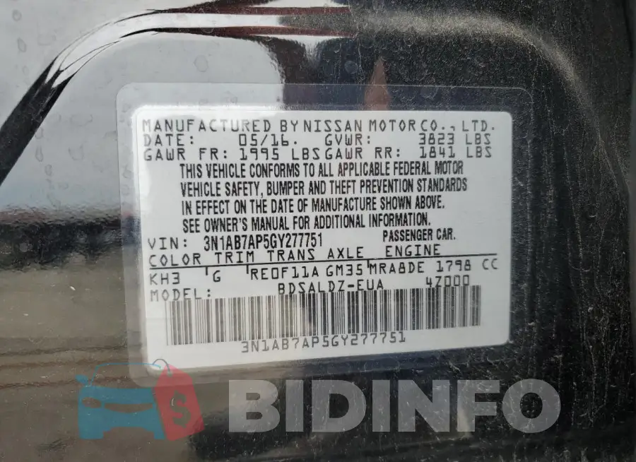 3N1AB7AP5GY277751 Photo# 13