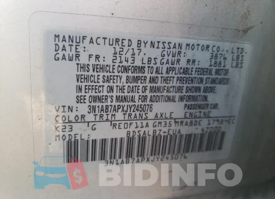 3N1AB7APXJY245076 Photo# 12