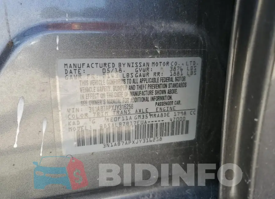 3N1AB7APXJY316258 Photo# 13