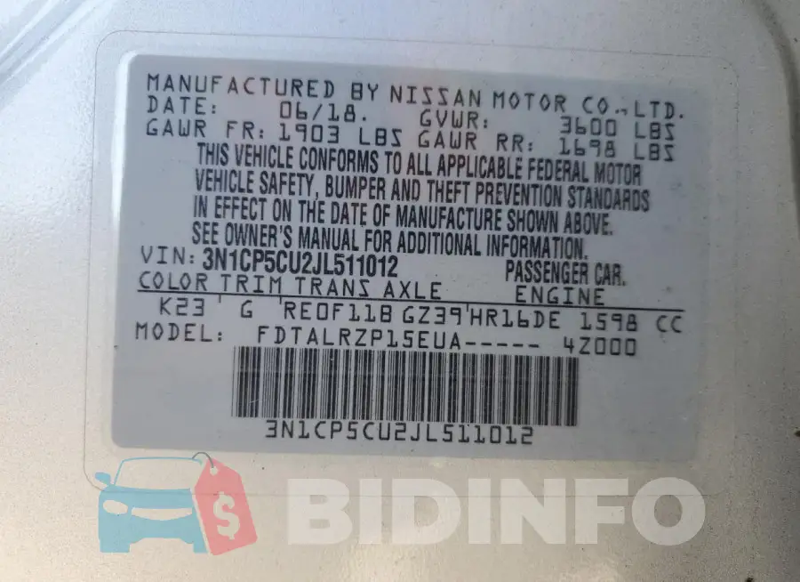 3N1CP5CU2JL511012 Photo# 13