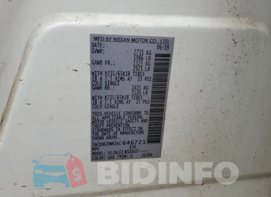 5N1DR2MM2KC646721 Photo# 12