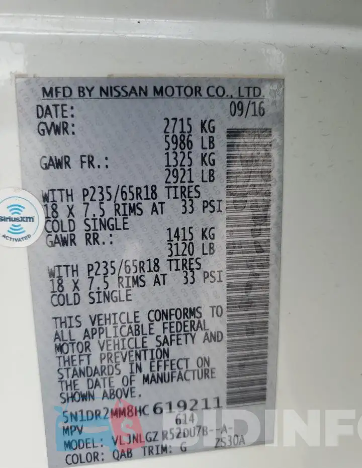5N1DR2MM8HC619211 Photo# 12
