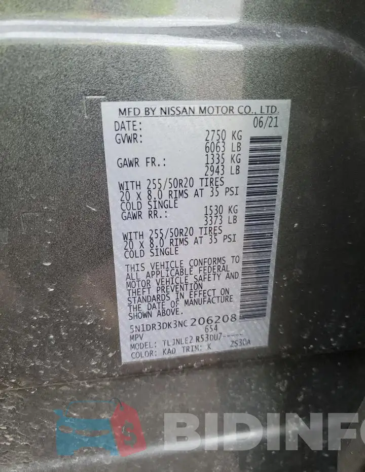5N1DR3DK3NC206208 Photo# 13