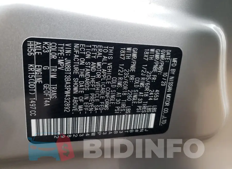 JN8BT3BA3PW432892 Photo# 13