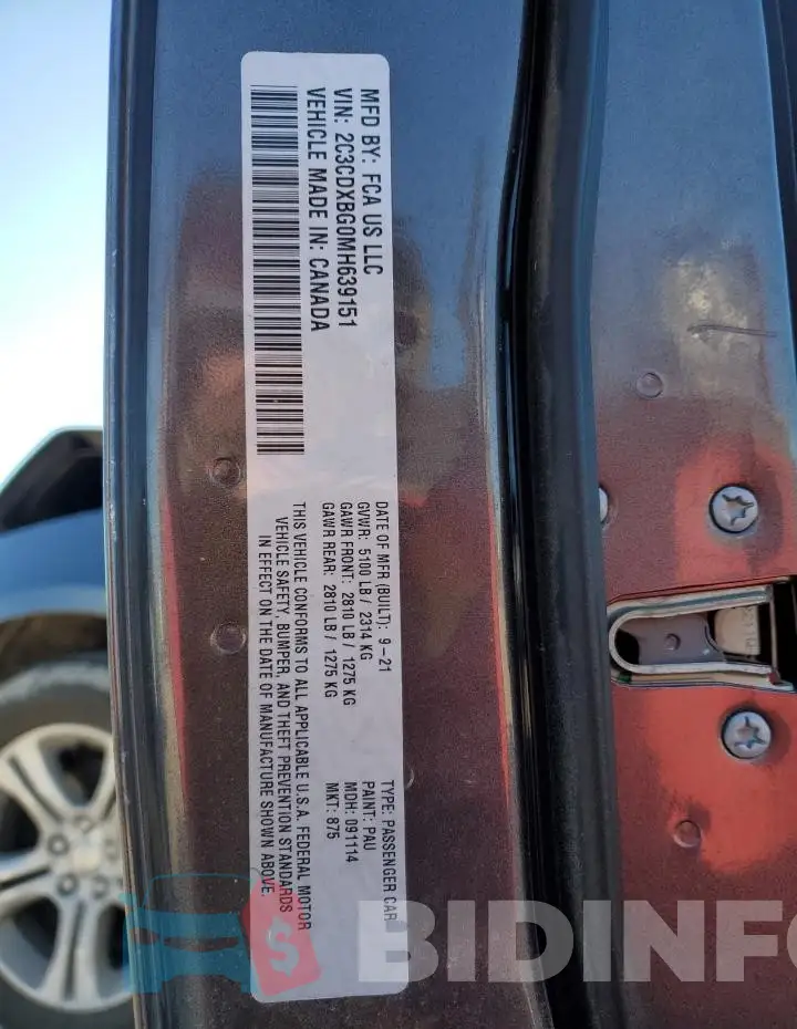 2C3CDXBG0MH639151 Photo# 12