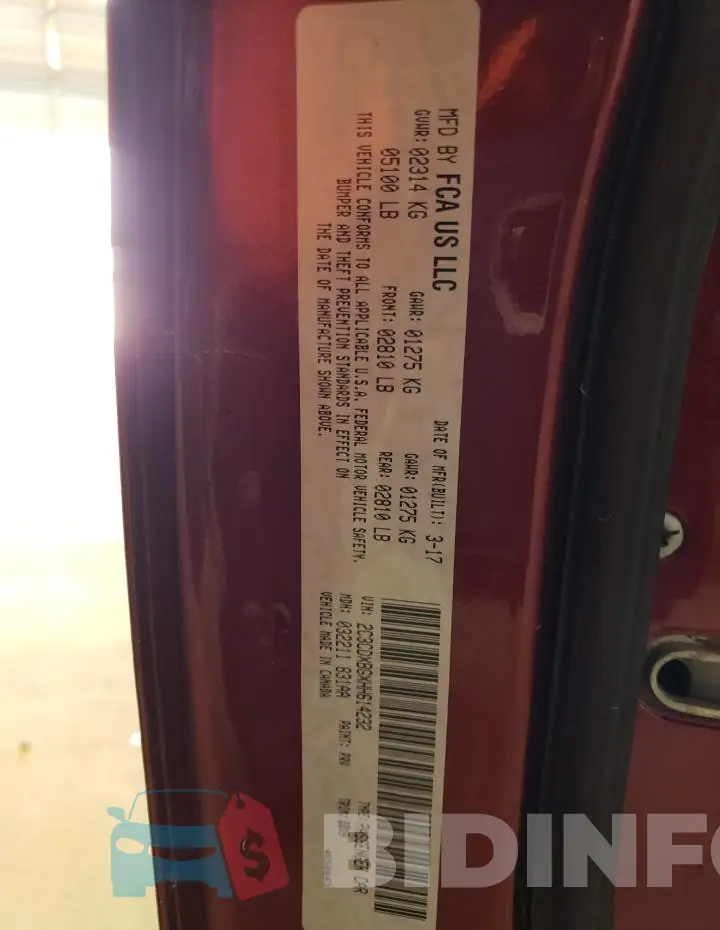 2C3CDXBGXHH614232 Photo# 12