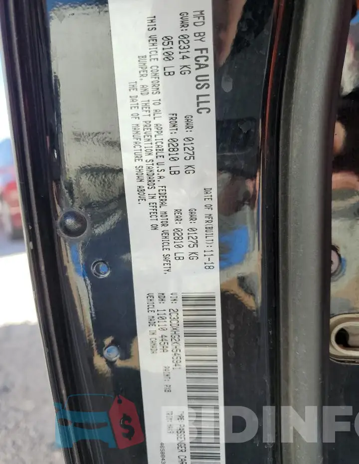 2C3CDXHG2KH545941 Photo# 12