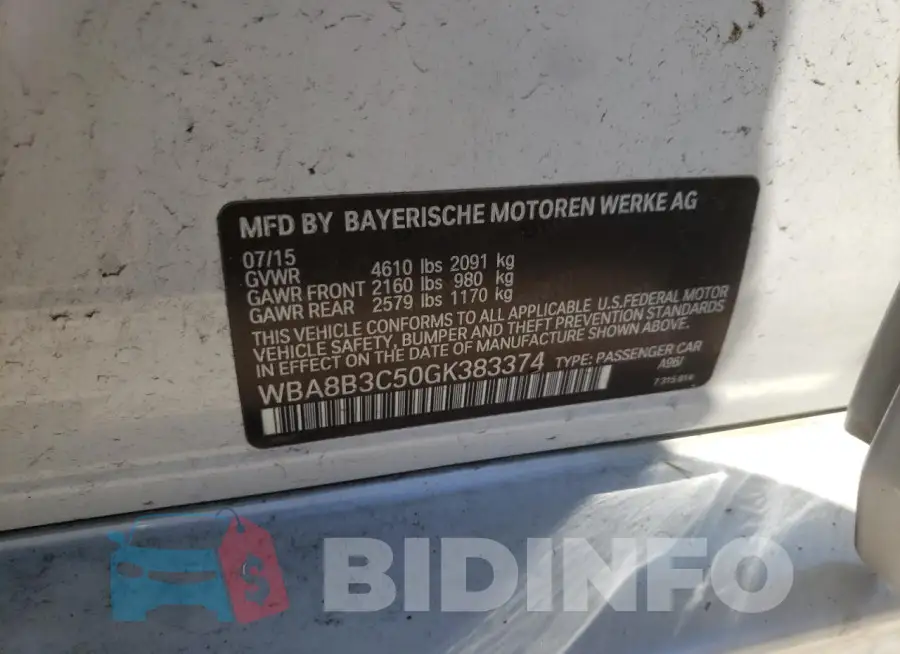 WBA8B3C50GK383374 Photo# 13