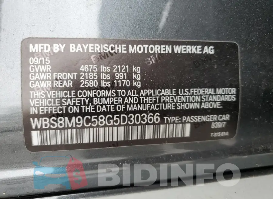 WBS8M9C58G5D30366 Photo# 12