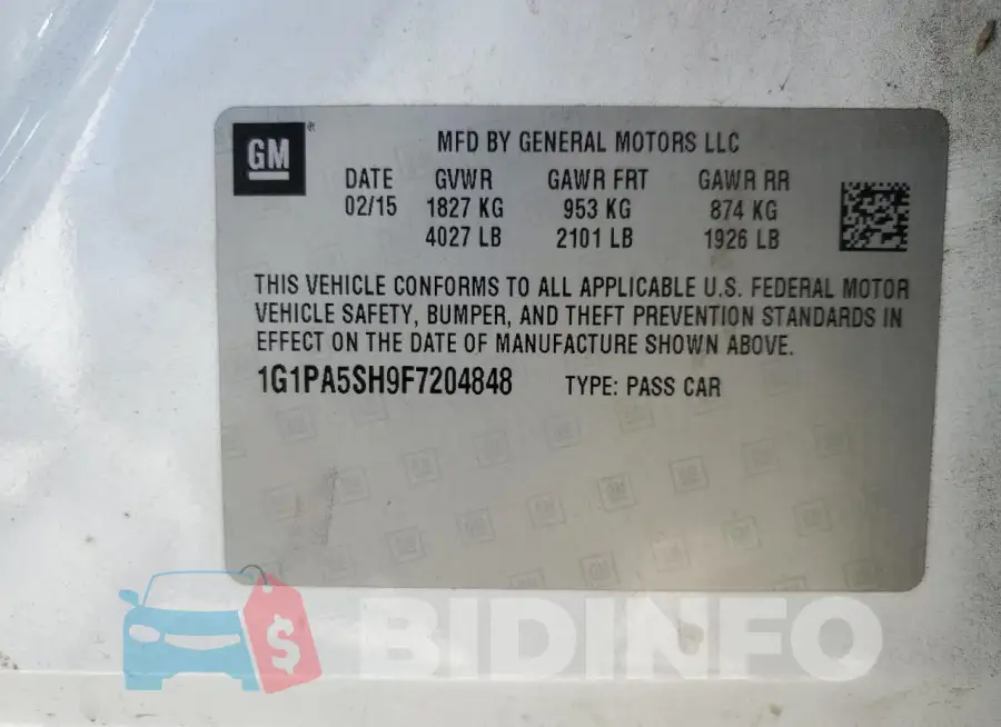 1G1PA5SH9F7204848 Photo# 12