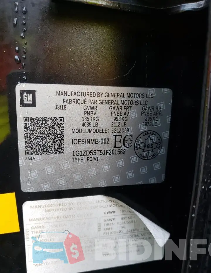 1G1ZD5ST5JF201562 Photo# 12