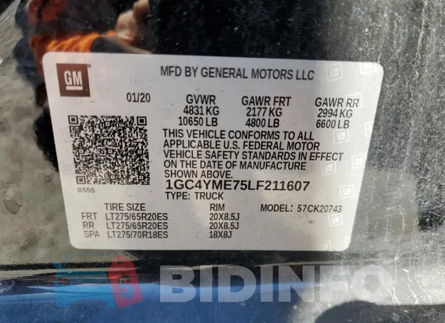 1GC4YME75LF211607 Photo# 12