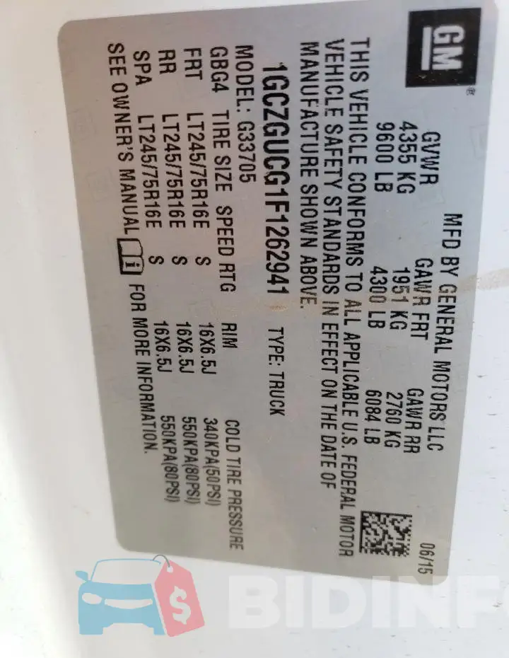 1GCZGUCG1F1262941 Photo# 12