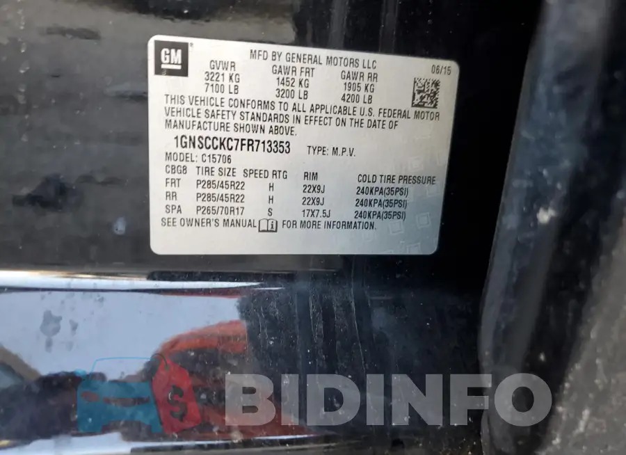 1GNSCCKC7FR713353 Photo# 12