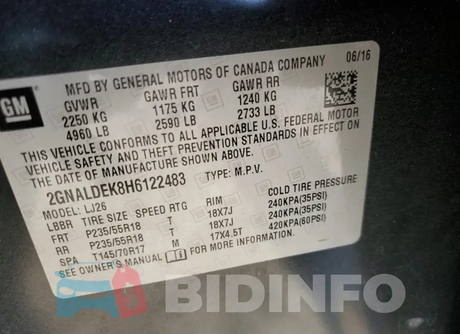2GNALDEK8H6122483 Photo# 12