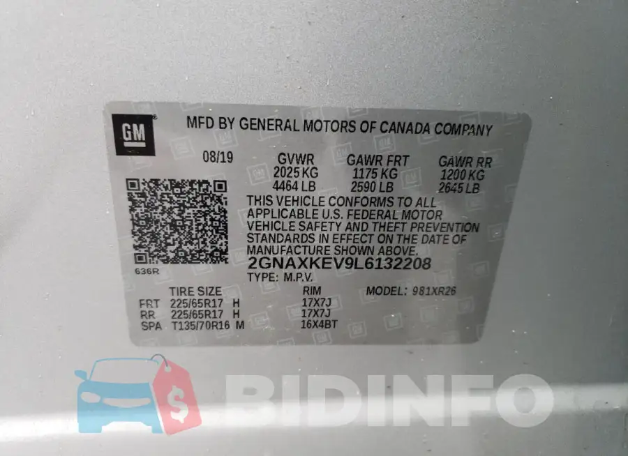 2GNAXKEV9L6132208 Photo# 13