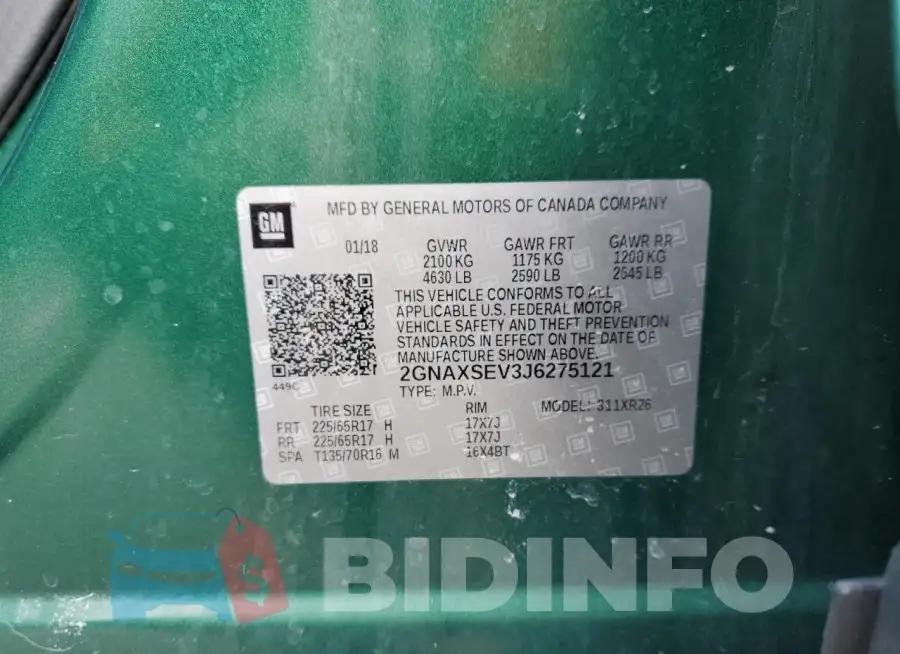 2GNAXSEV3J6275121 Photo# 13