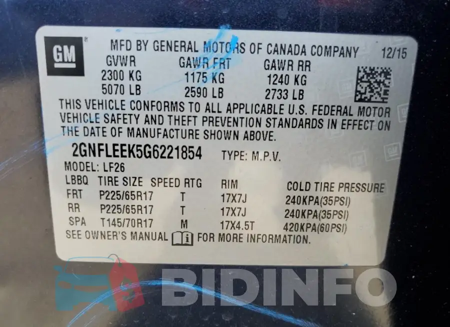 2GNFLEEK5G6221854 Photo# 13