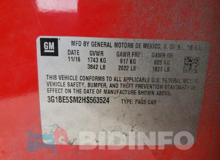 3G1BE5SM2HS563524 Photo# 12