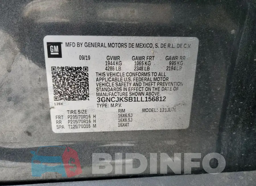 3GNCJKSB1LL156812 Photo# 12