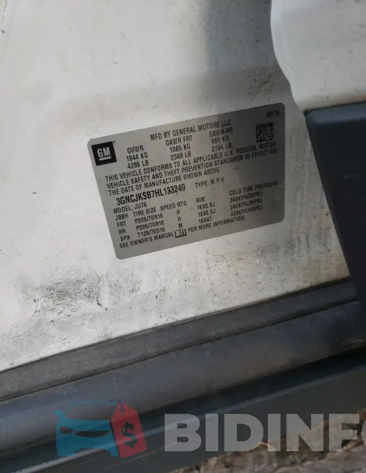 3GNCJKSB7HL133249 Photo# 12