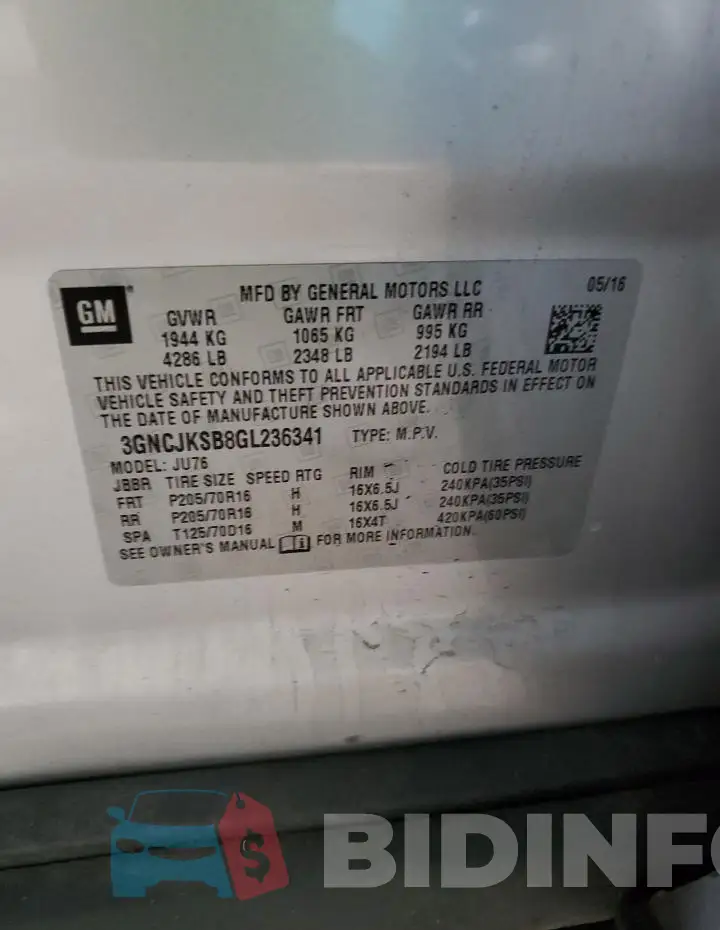 3GNCJKSB8GL236341 Photo# 13