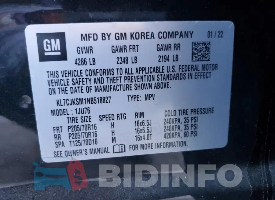 KL7CJKSM1NB518827 Photo# 12