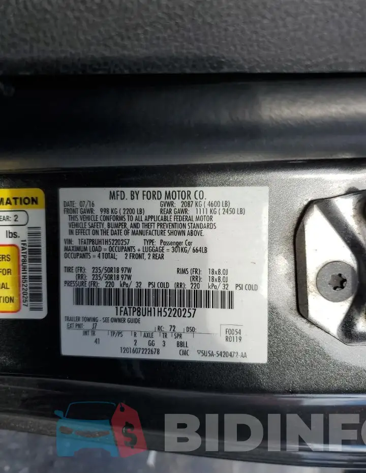 1FATP8UH1H5220257 Photo# 12