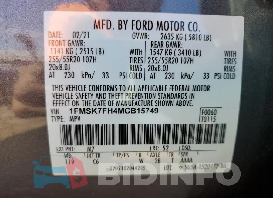 1FMSK7FH4MGB15749 Photo# 14