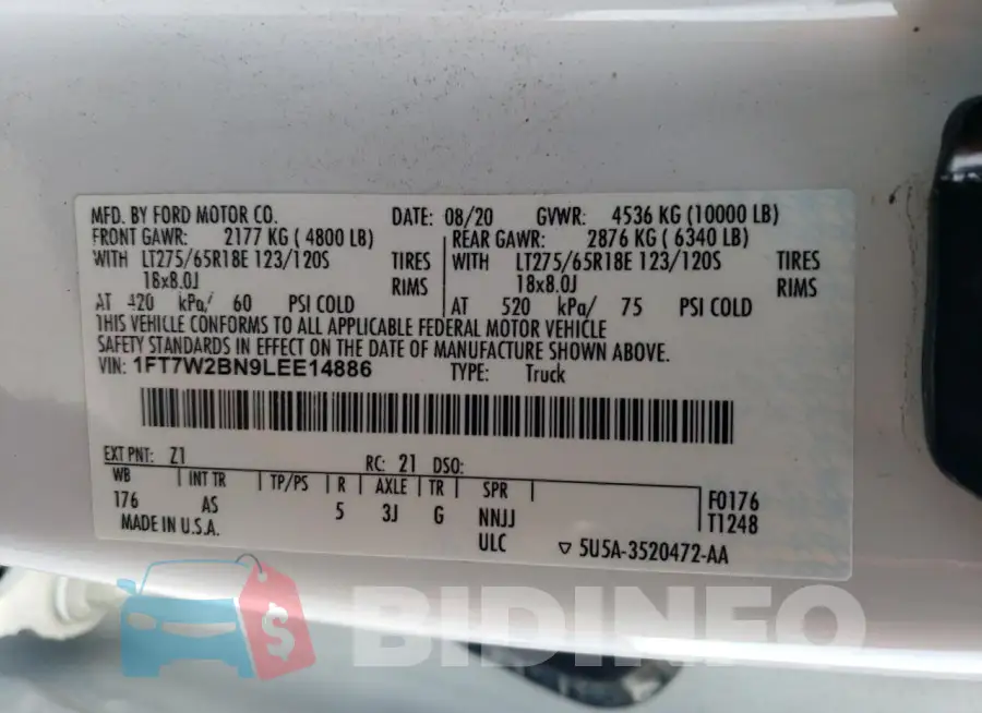 1FT7W2BN9LEE14886 Photo# 12